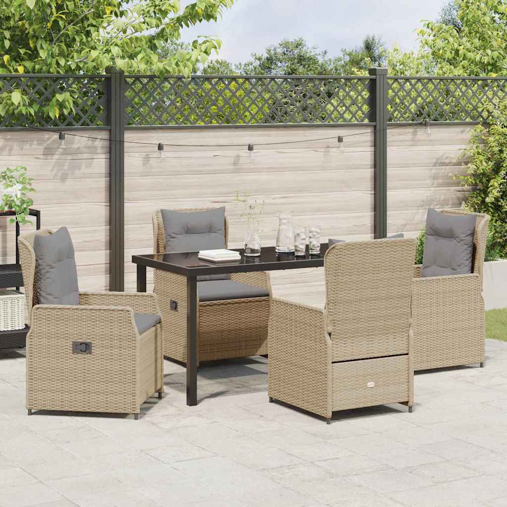 Have Spisebordssæt 5 stk. Beige og lys grå polyrattan