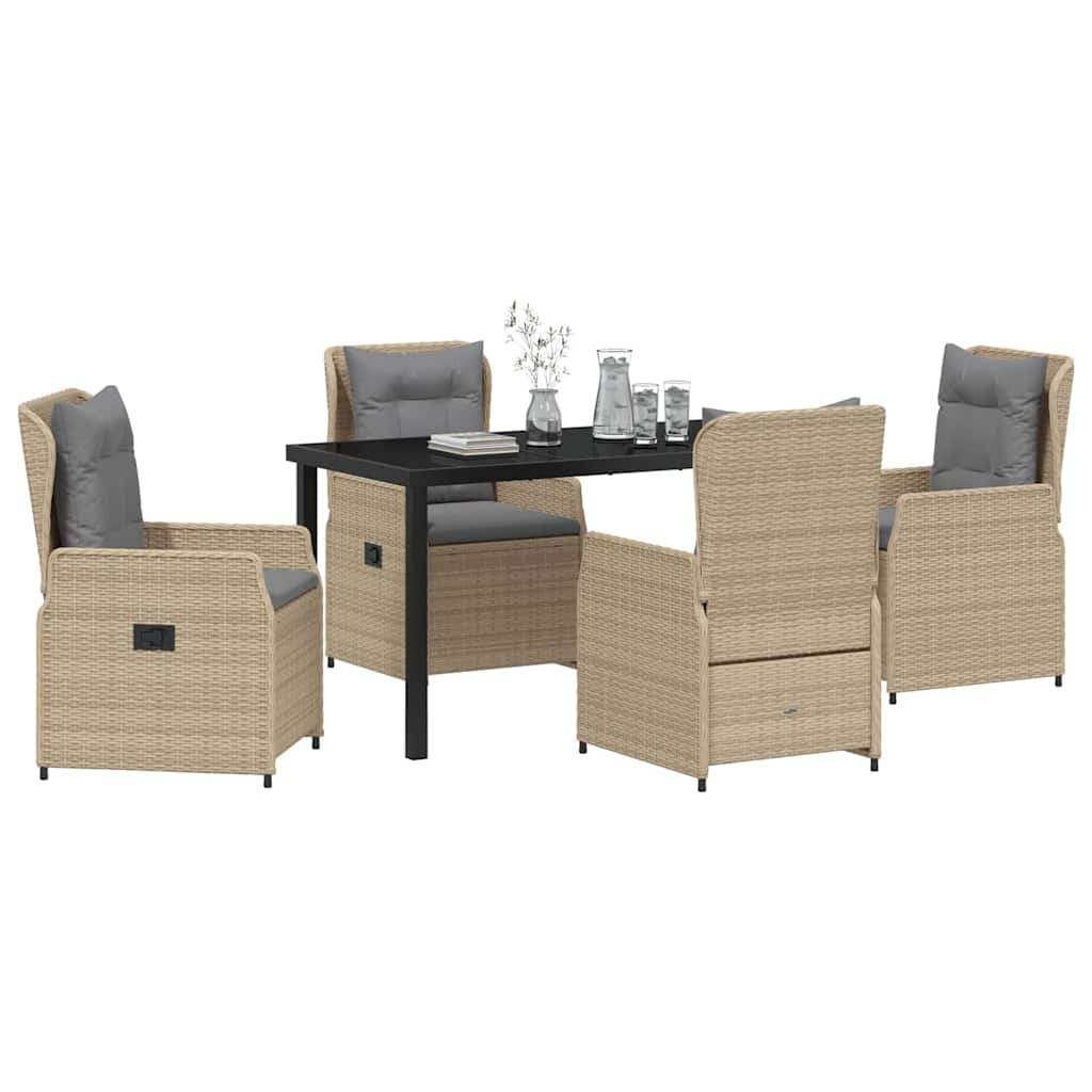 Have Spisebordssæt 5 stk. Beige og lys grå polyrattan