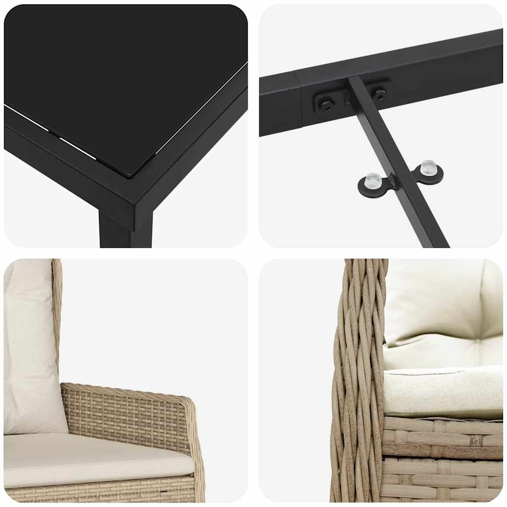 Have Spisebordssæt 5 stk. Beige og lys grå polyrattan