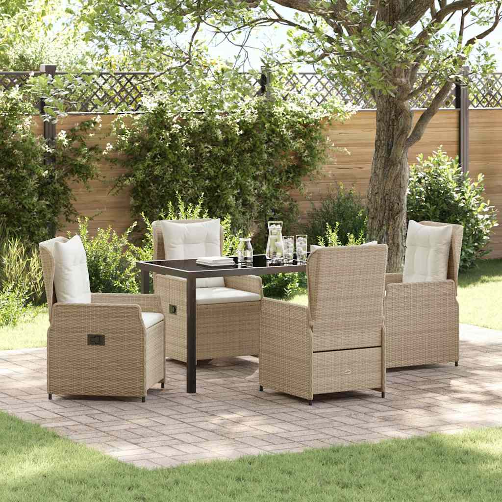 Have Spisebordssæt 5 stk. Beige og lys grå polyrattan