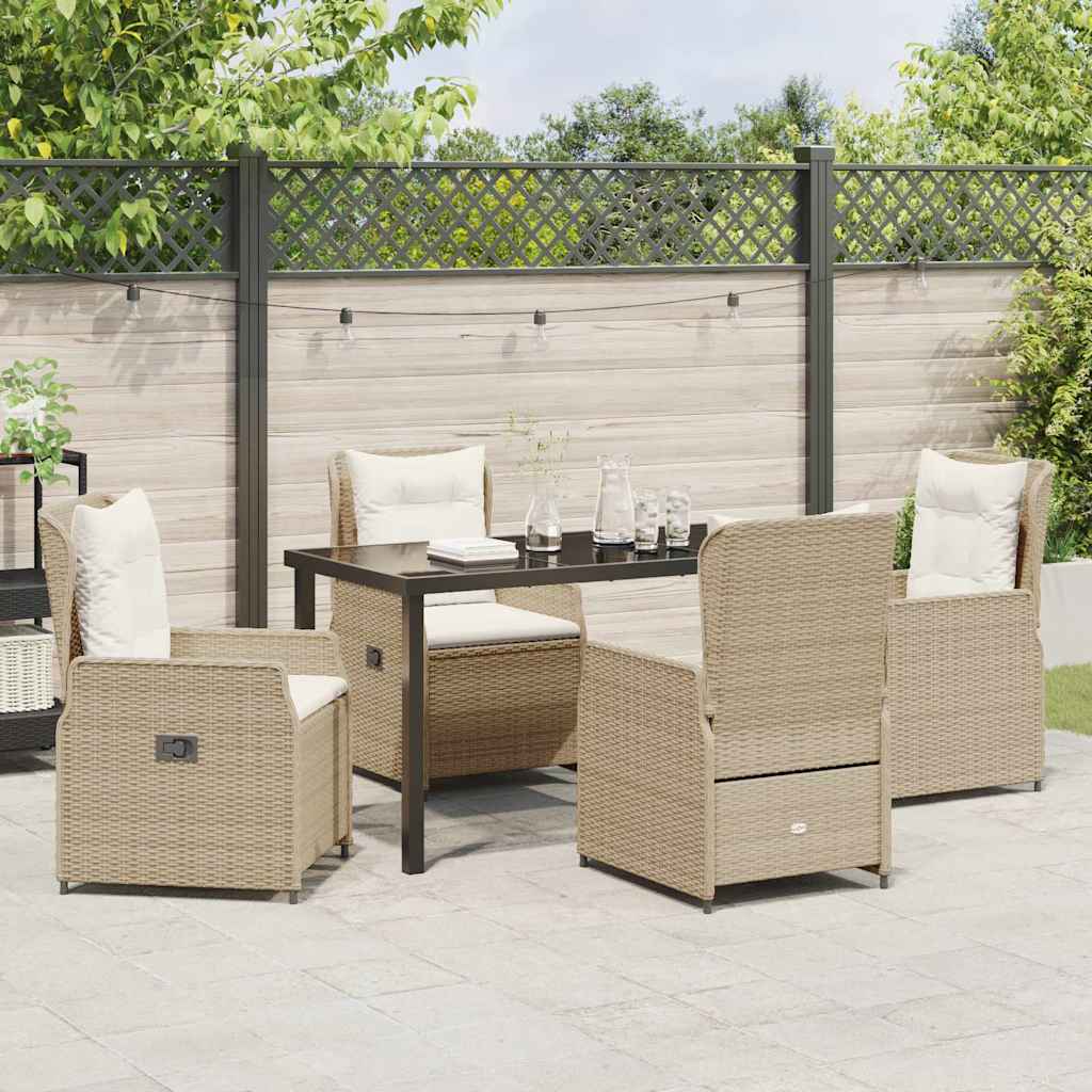 Have Spisebordssæt 5 stk. Beige og lys grå polyrattan