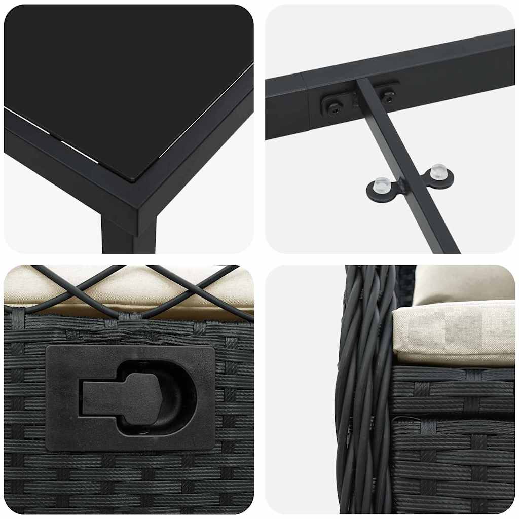 Have Spisebordssæt 5 stk. Sort polyrattan
