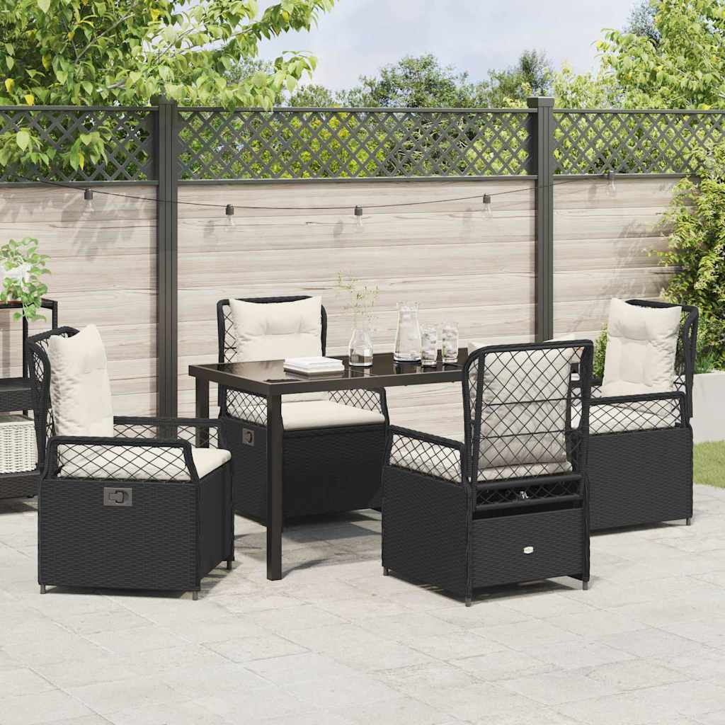 Have Spisebordssæt 5 stk. Sort polyrattan