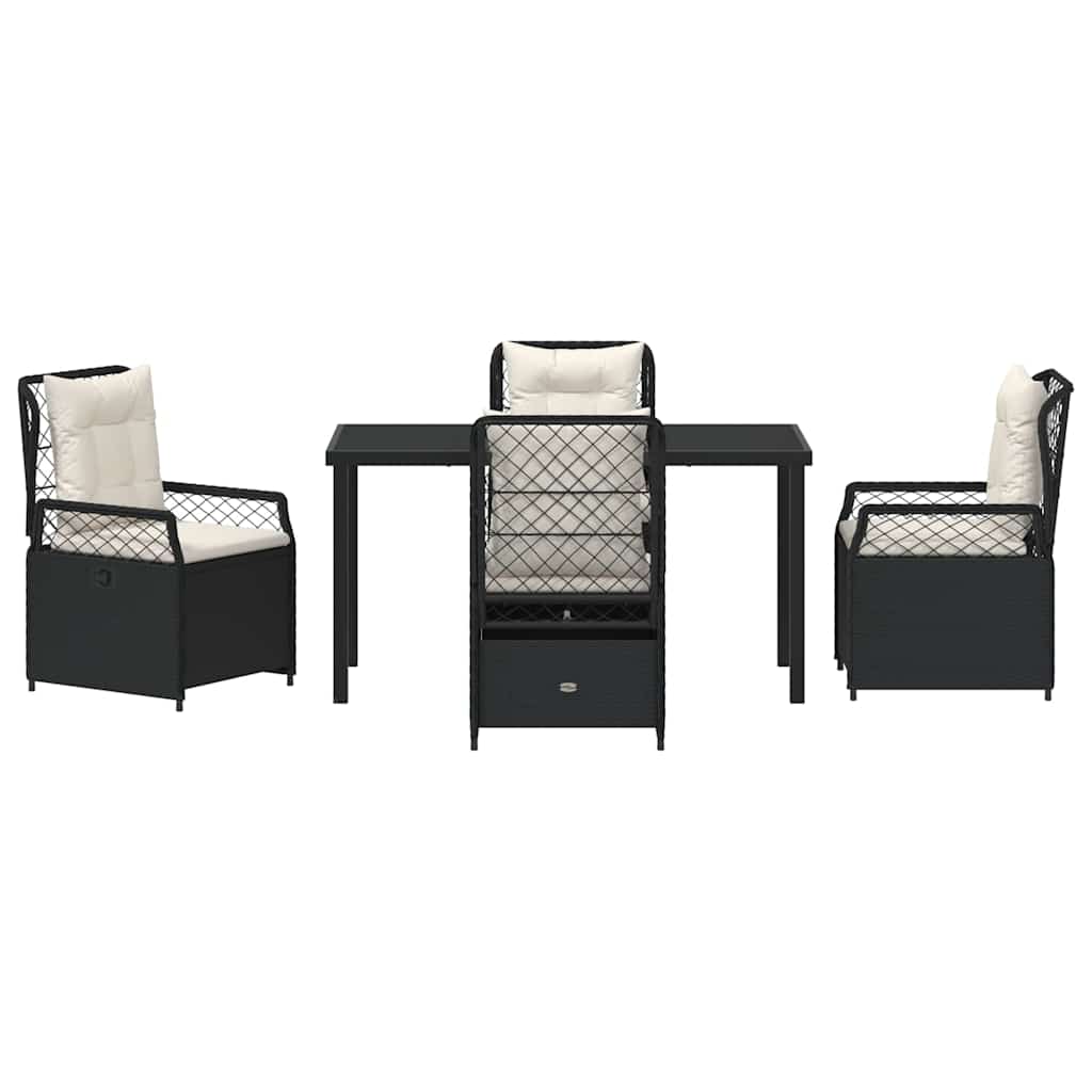 Have Spisebordssæt 5 stk. Sort polyrattan