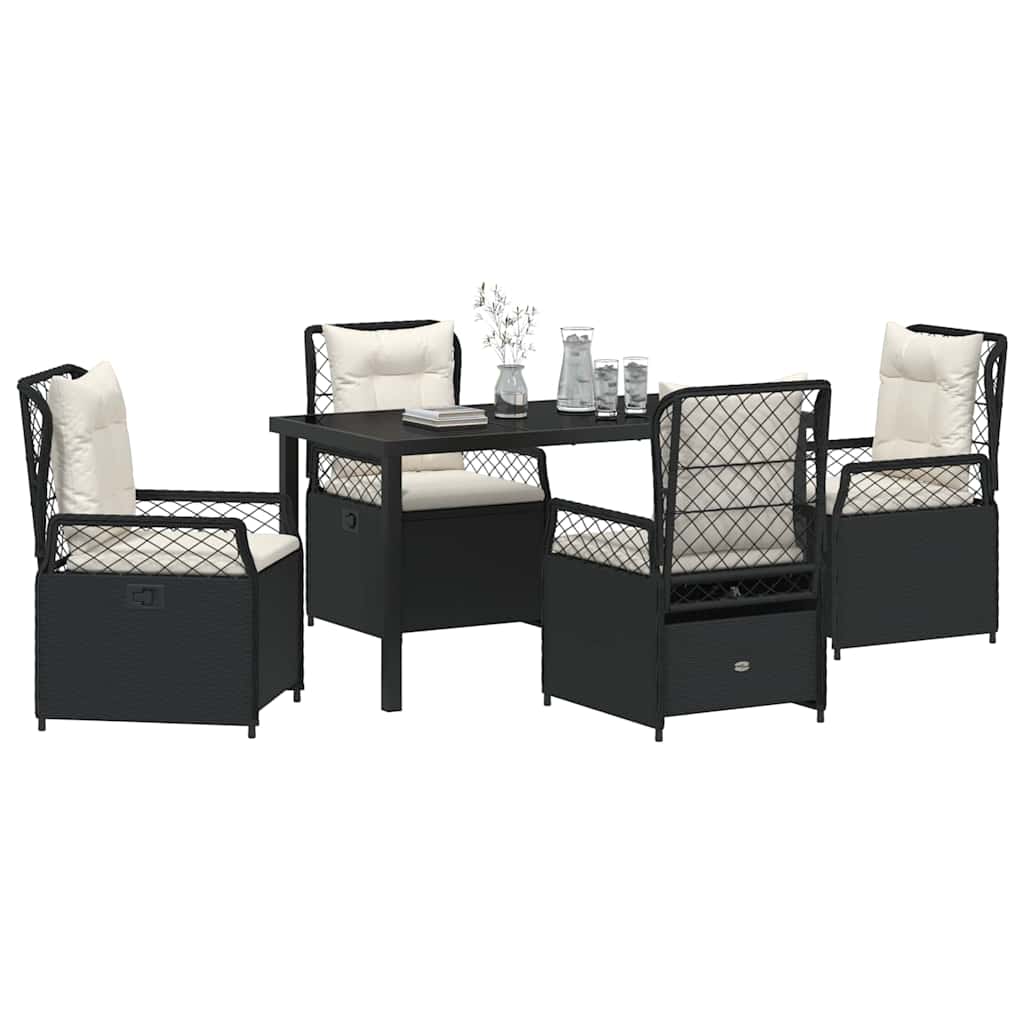 Have Spisebordssæt 5 stk. Sort polyrattan