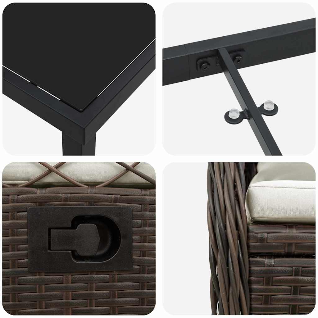 Have Spisebordssæt 5 stk. Brun polyrattan
