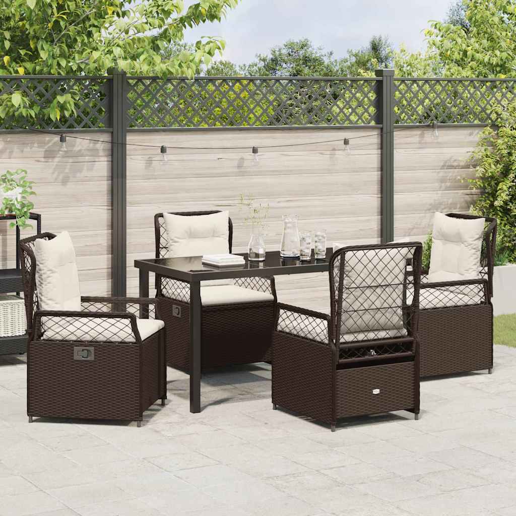 Have Spisebordssæt 5 stk. Brun polyrattan