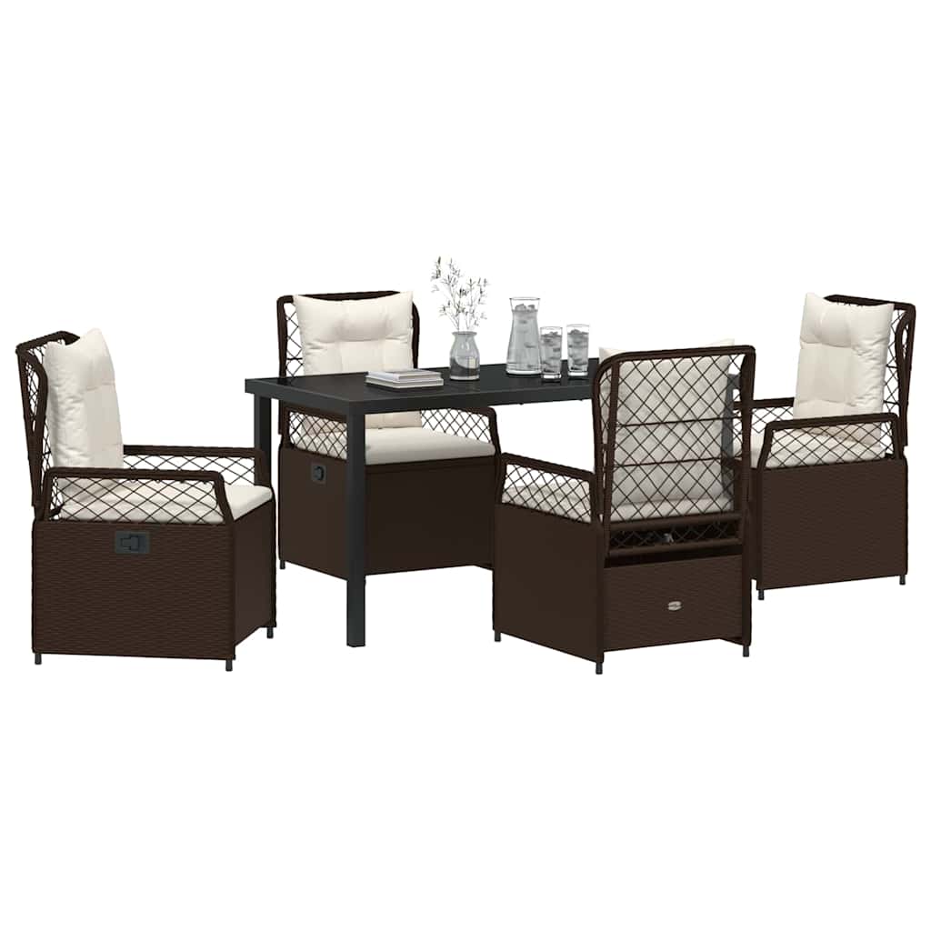 Have Spisebordssæt 5 stk. Brun polyrattan