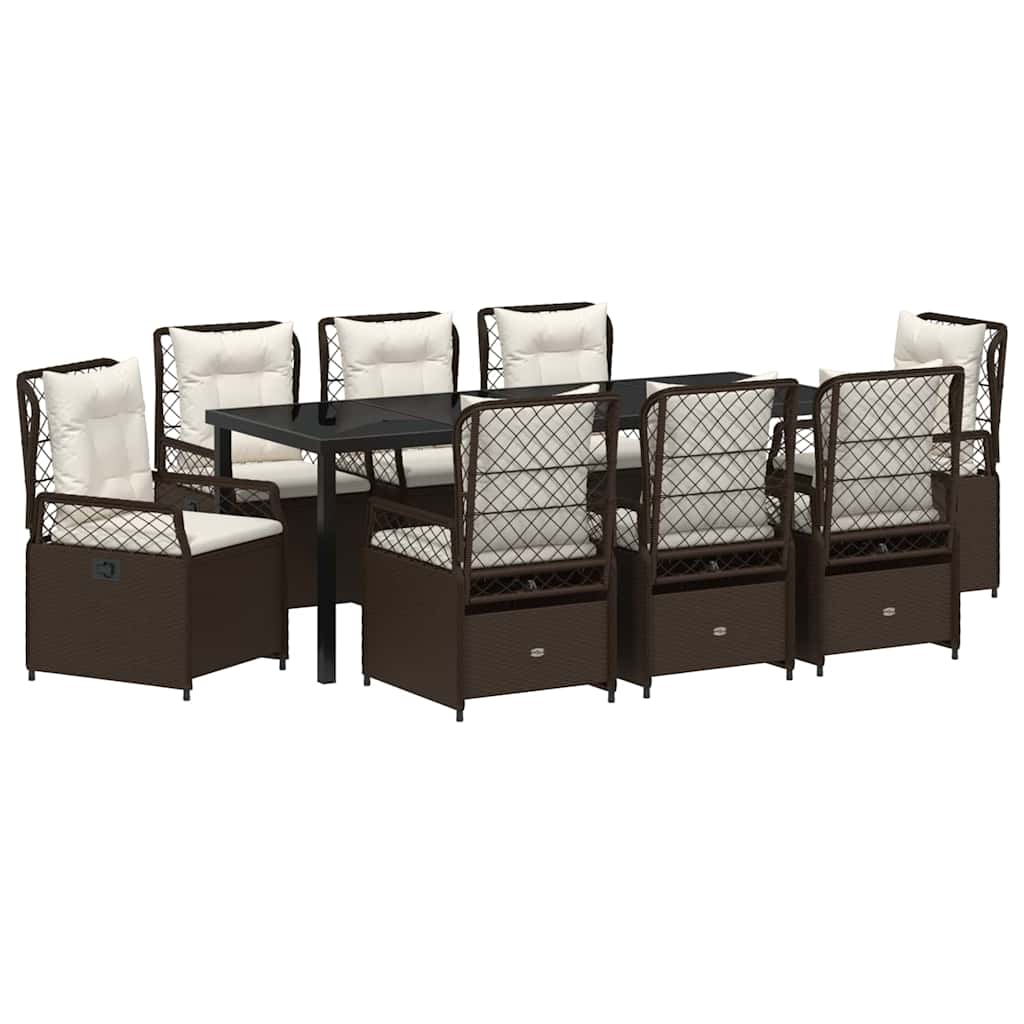 Have Spisebordssæt 9 pcs Brun polyrattan