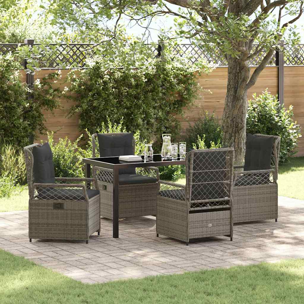 Have Spisebordssæt 5 stk. Grå polyrattan