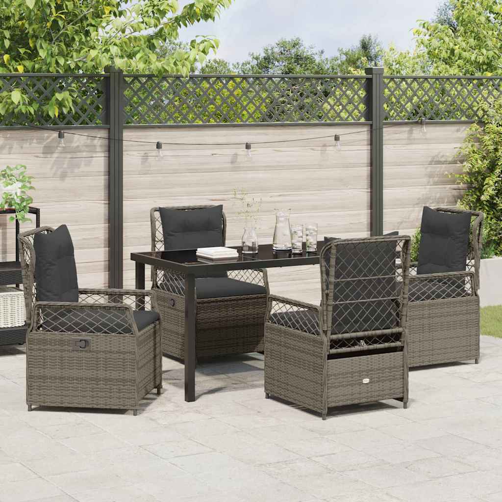 Have Spisebordssæt 5 stk. Grå polyrattan