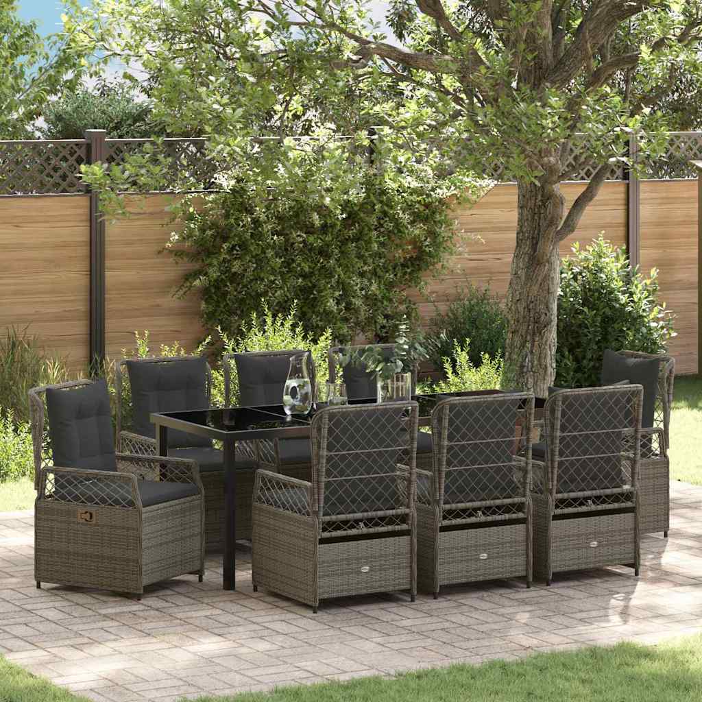 Have Spisebordssæt 9 pcs Grå polyrattan