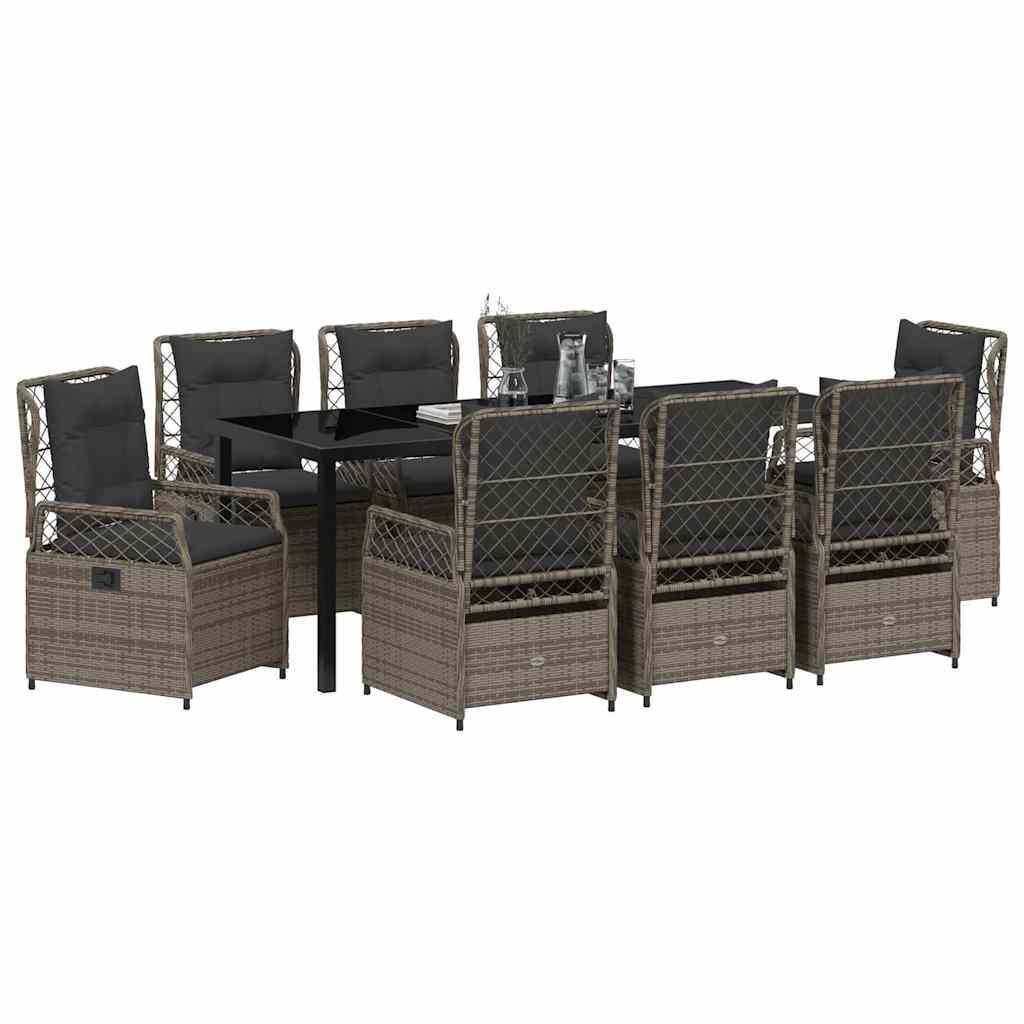 Have Spisebordssæt 9 pcs Grå polyrattan