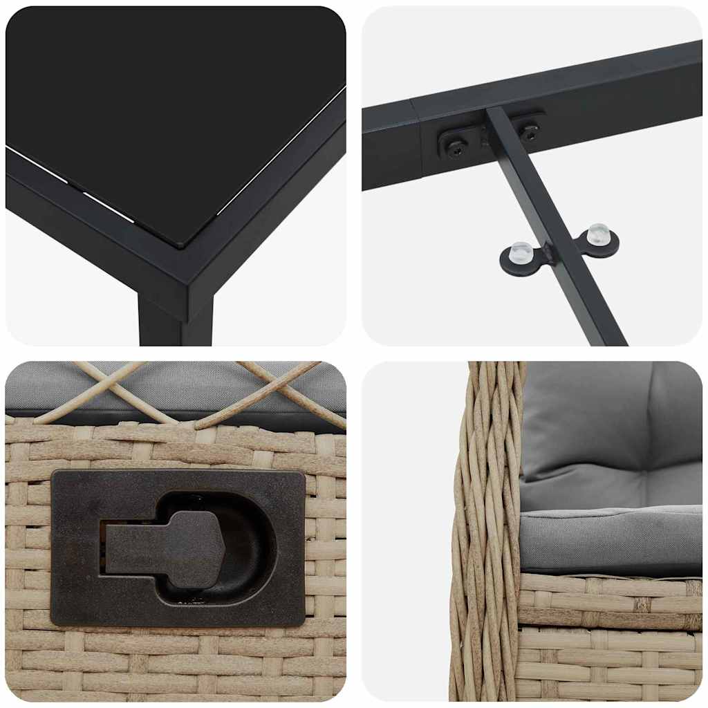 Have Spisebordssæt 5 stk. Beige og lys grå polyrattan