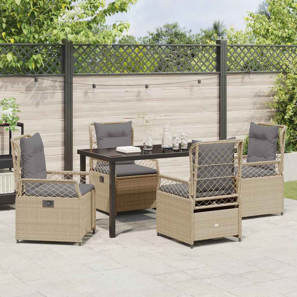 Have Spisebordssæt 5 stk. Beige og lys grå polyrattan