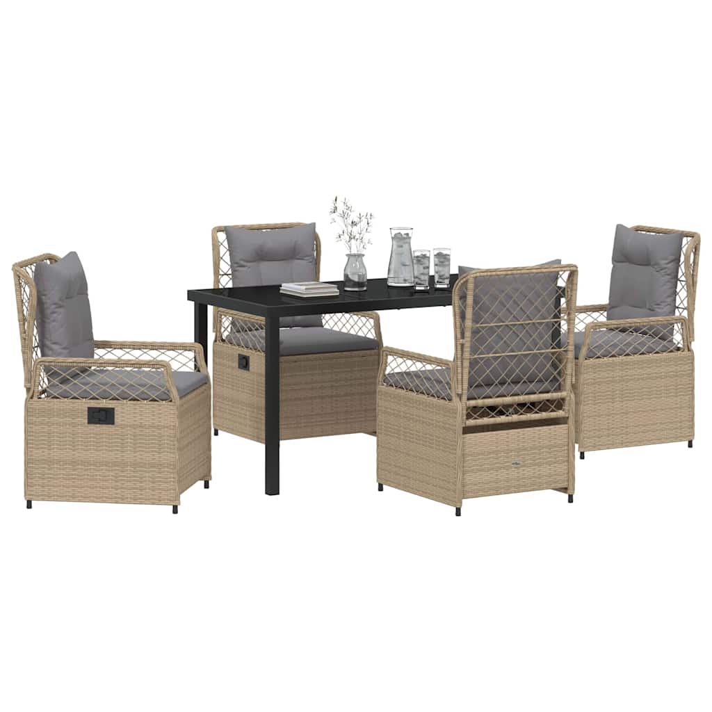 Have Spisebordssæt 5 stk. Beige og lys grå polyrattan