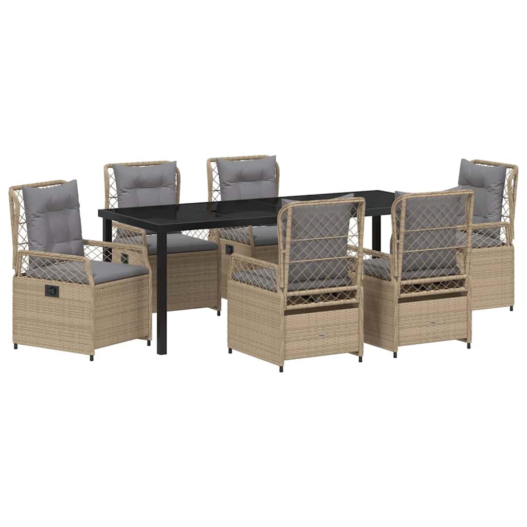 Have Spisebordssæt 7 pcs Beige og lys grå polyrattan
