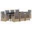 Have Spisebordssæt 9 pcs Beige og lys grå polyrattan