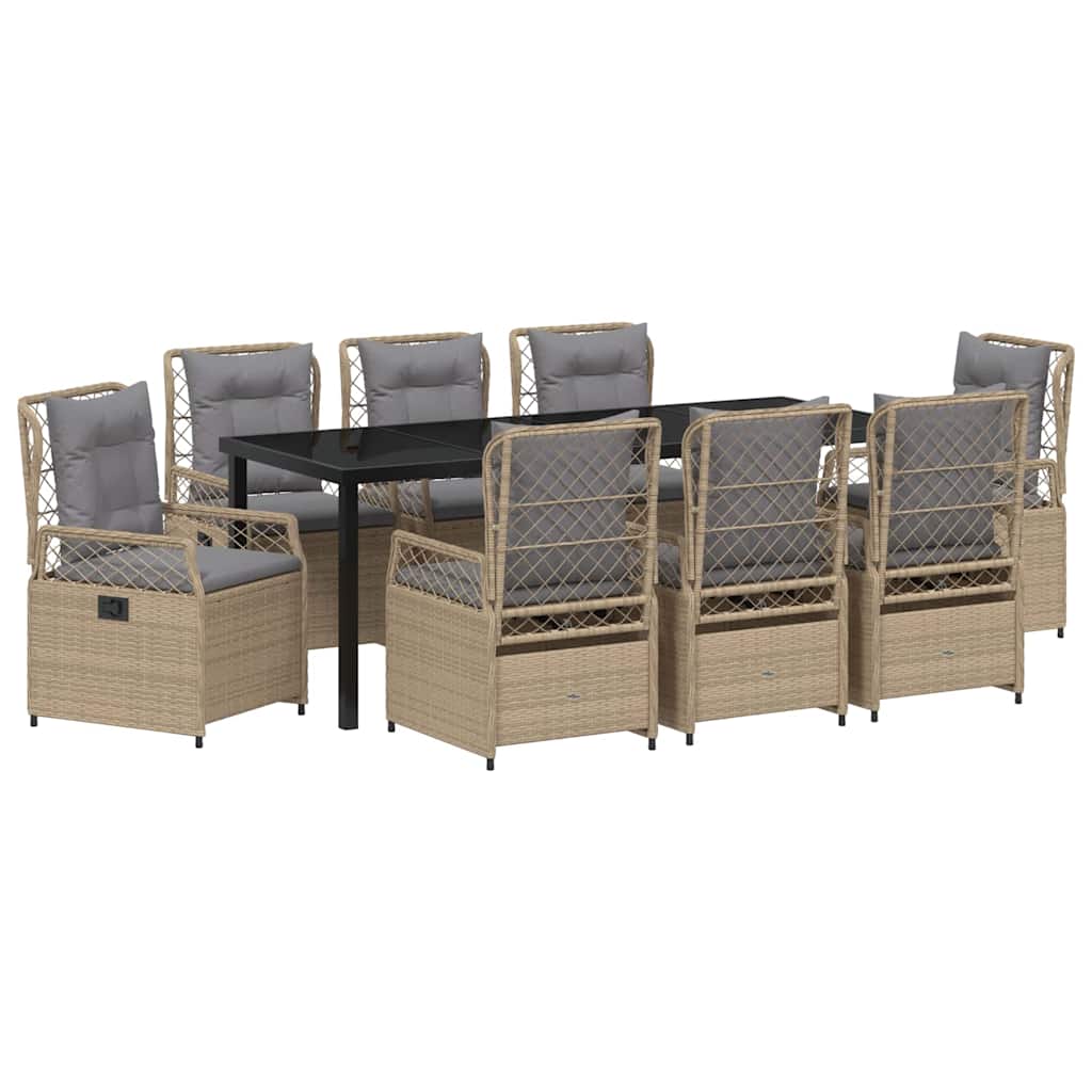 Have Spisebordssæt 9 pcs Beige og lys grå polyrattan