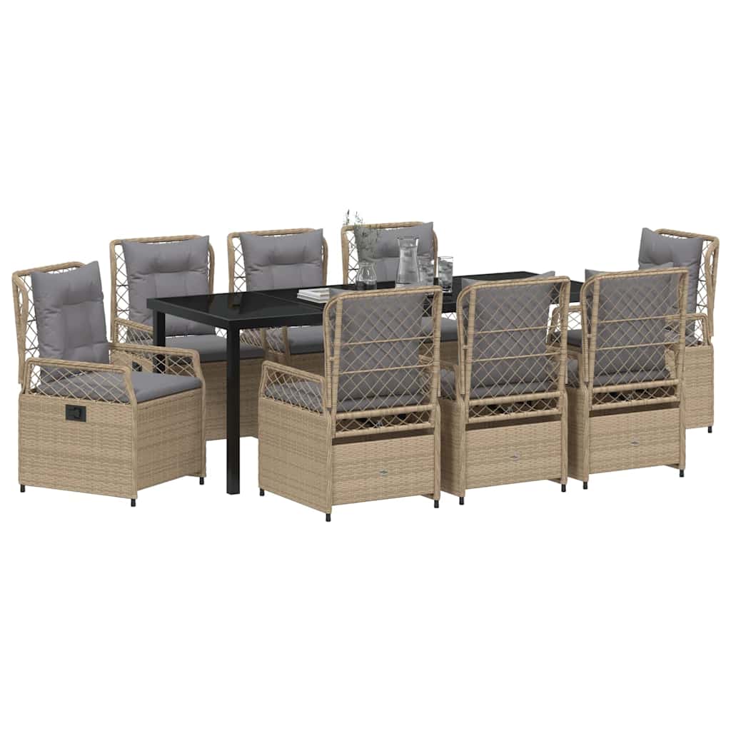 Have Spisebordssæt 9 pcs Beige og lys grå polyrattan