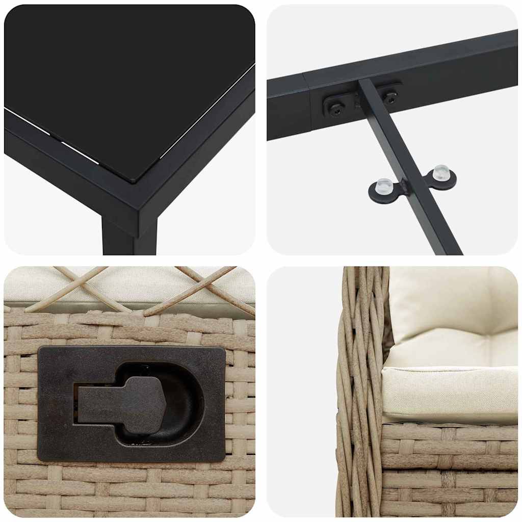 Have Spisebordssæt 3 stk. Beige og cremehvid polyrattan