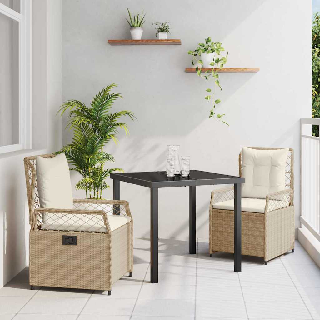 Have Spisebordssæt 3 stk. Beige og cremehvid polyrattan