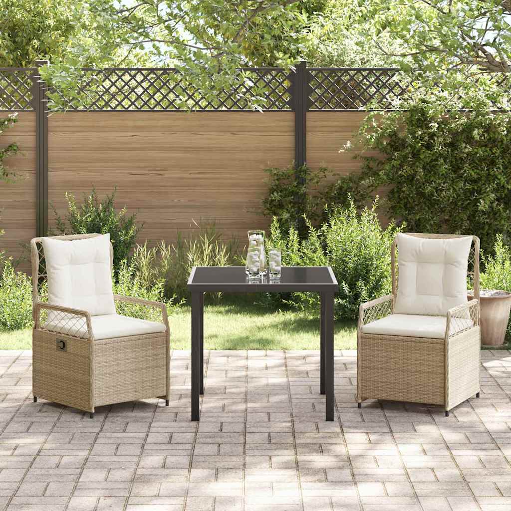 Have Spisebordssæt 3 stk. Beige og cremehvid polyrattan