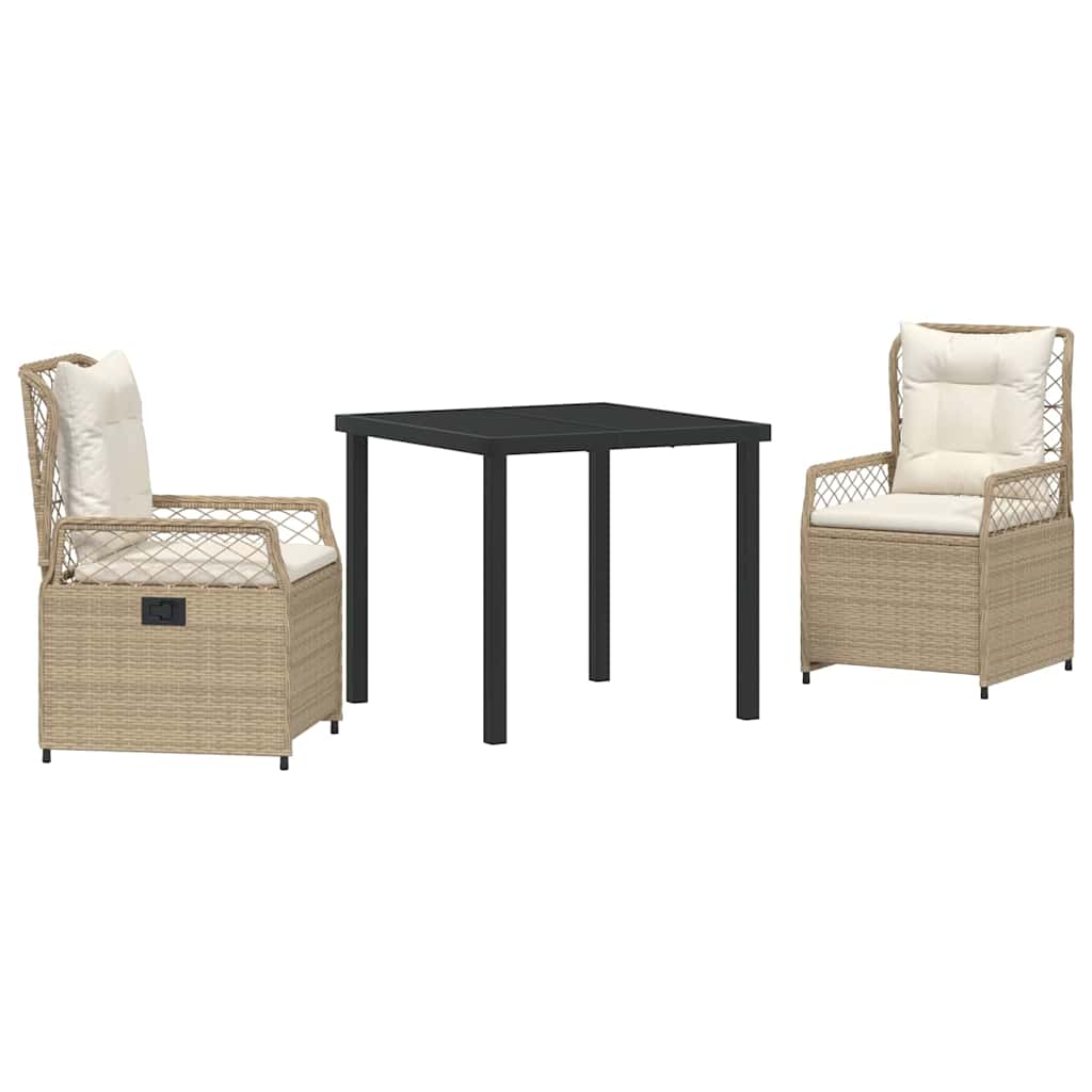 Have Spisebordssæt 3 stk. Beige og cremehvid polyrattan