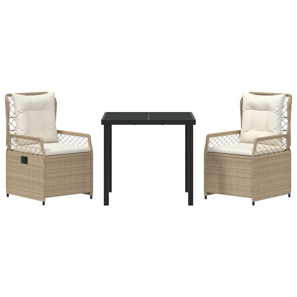 Have Spisebordssæt 3 stk. Beige og cremehvid polyrattan