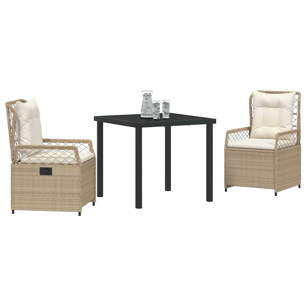 Have Spisebordssæt 3 stk. Beige og cremehvid polyrattan