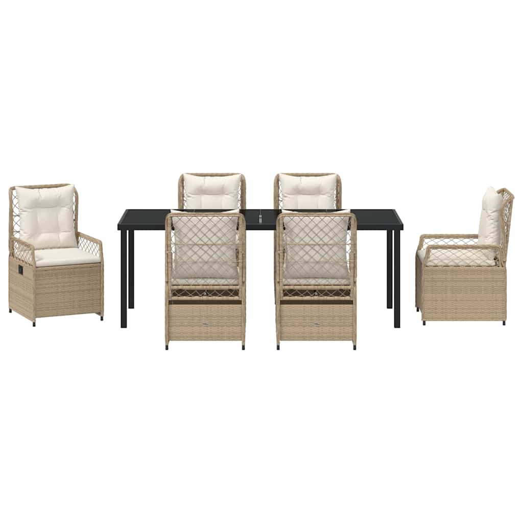 Have Spisebordssæt 7 pcs Beige og cremehvid polyrattan