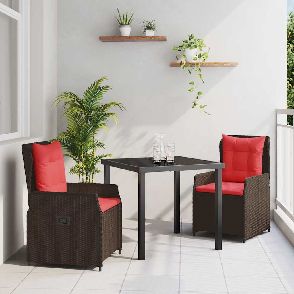 Have Spisebordssæt 3 stk. Brun Poly rattan