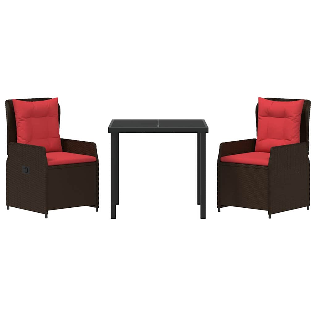 Have Spisebordssæt 3 stk. Brun Poly rattan