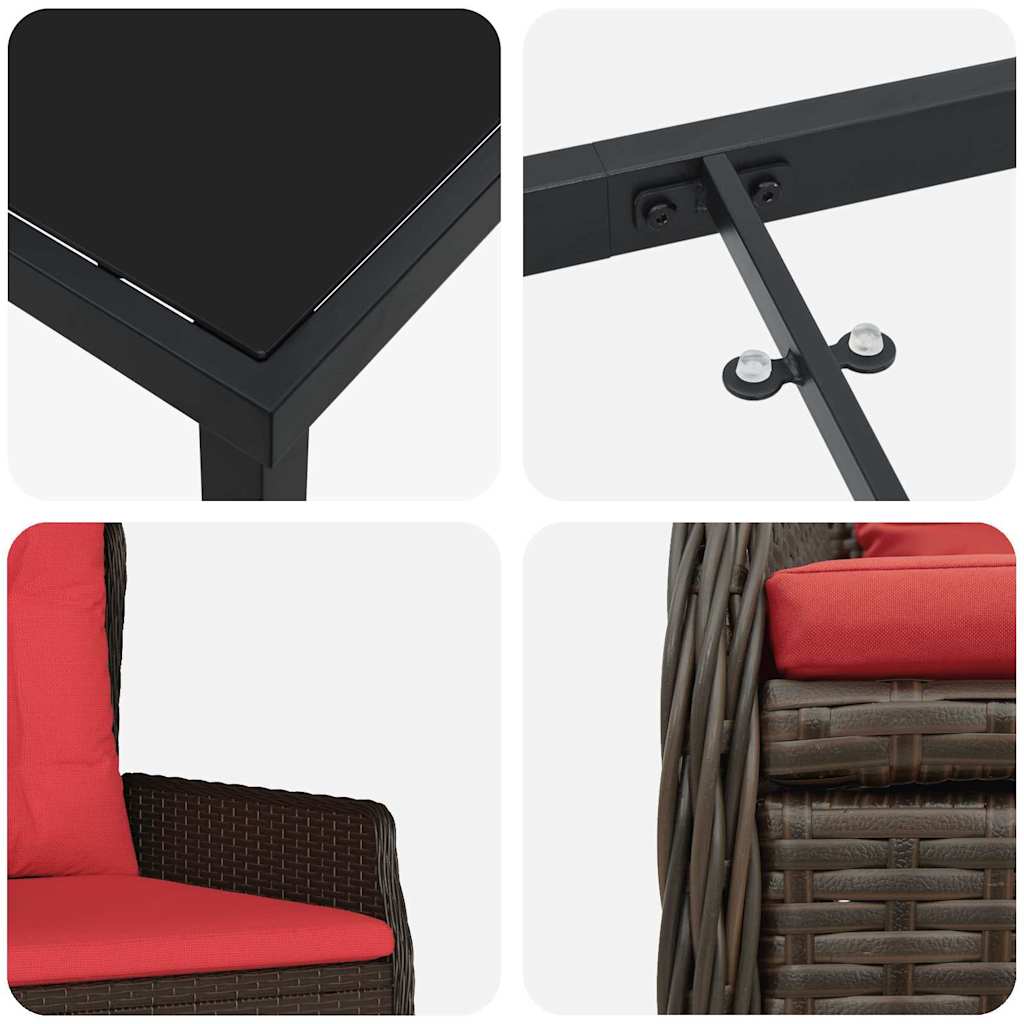 Have Spisebordssæt 5 stk. Brun Poly rattan
