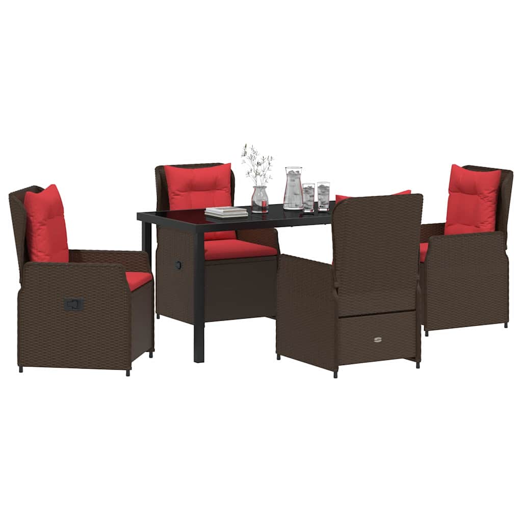 Have Spisebordssæt 5 stk. Brun Poly rattan