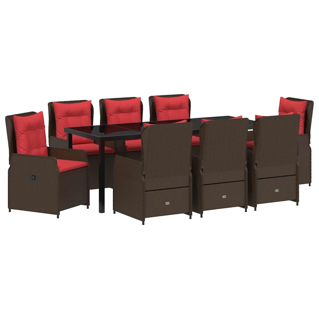 Have Spisebordssæt med pude 9 pcs Brun Poly rattan