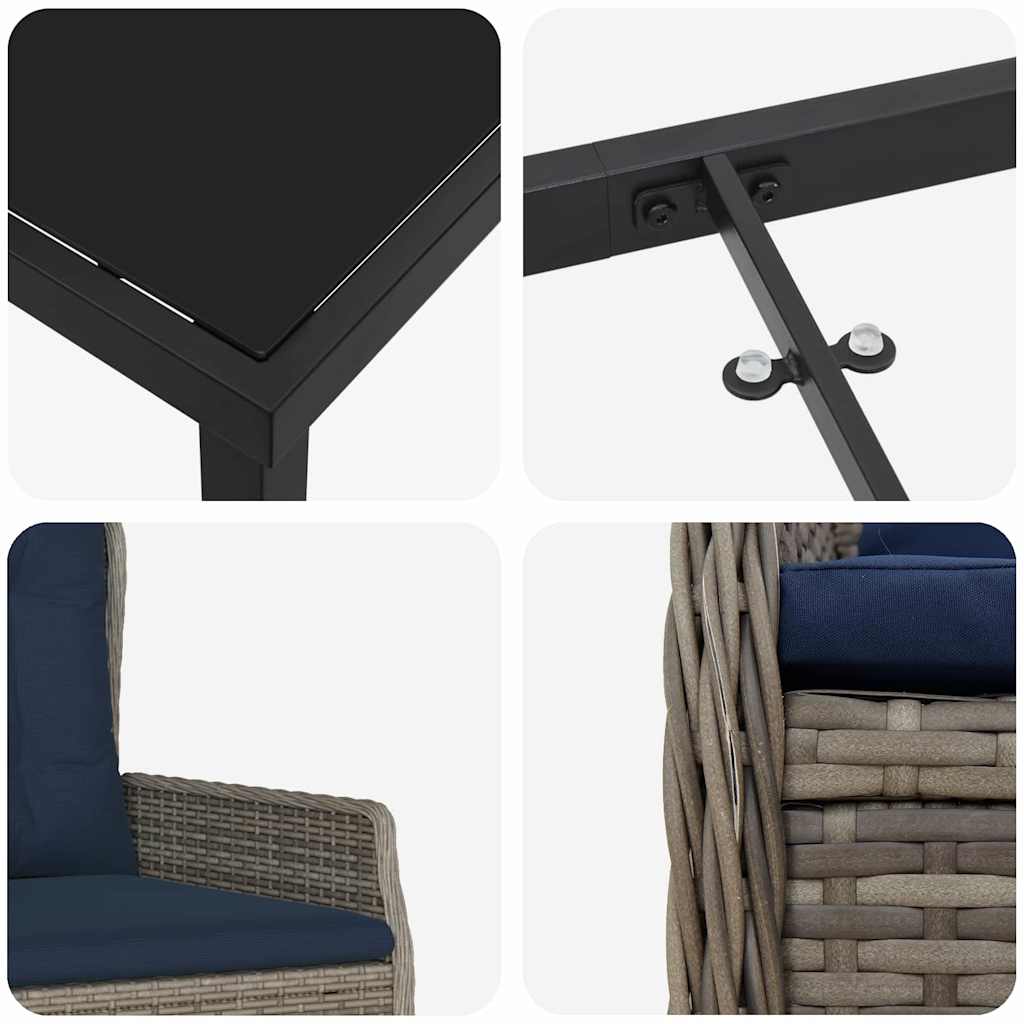 Have Spisebordssæt 5 stk. Grå Poly rattan