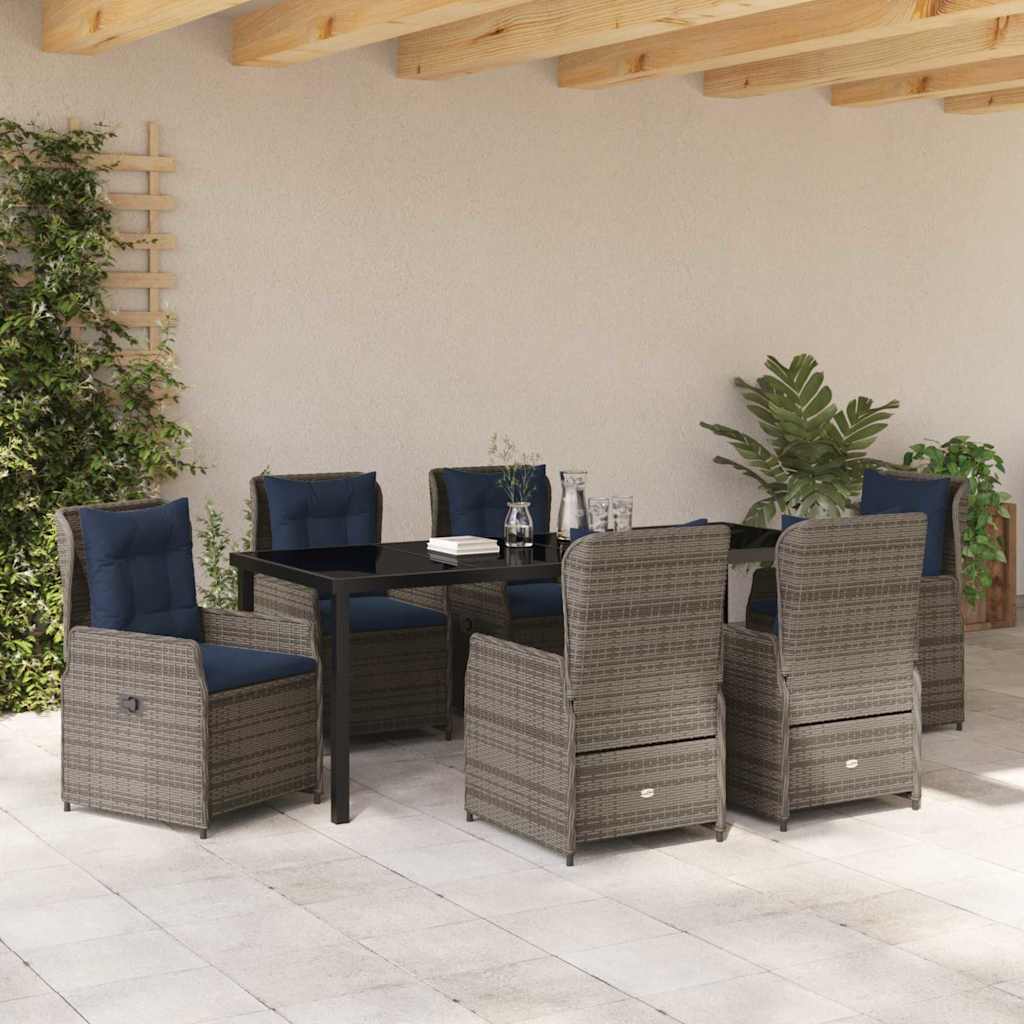 Have Spisebordssæt med pude 7 pcs Grå Poly rattan
