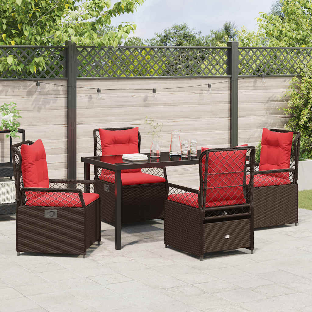 Have Spisebordssæt 5 stk. Brun polyrattan