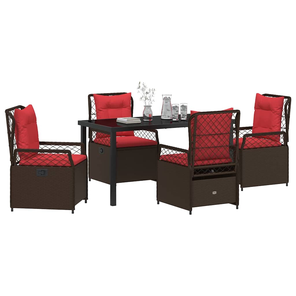 Have Spisebordssæt 5 stk. Brun polyrattan