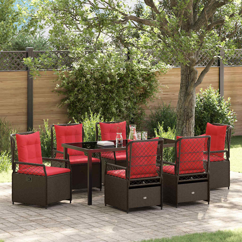 Have Spisebordssæt 7 stk. Brun polyrattan