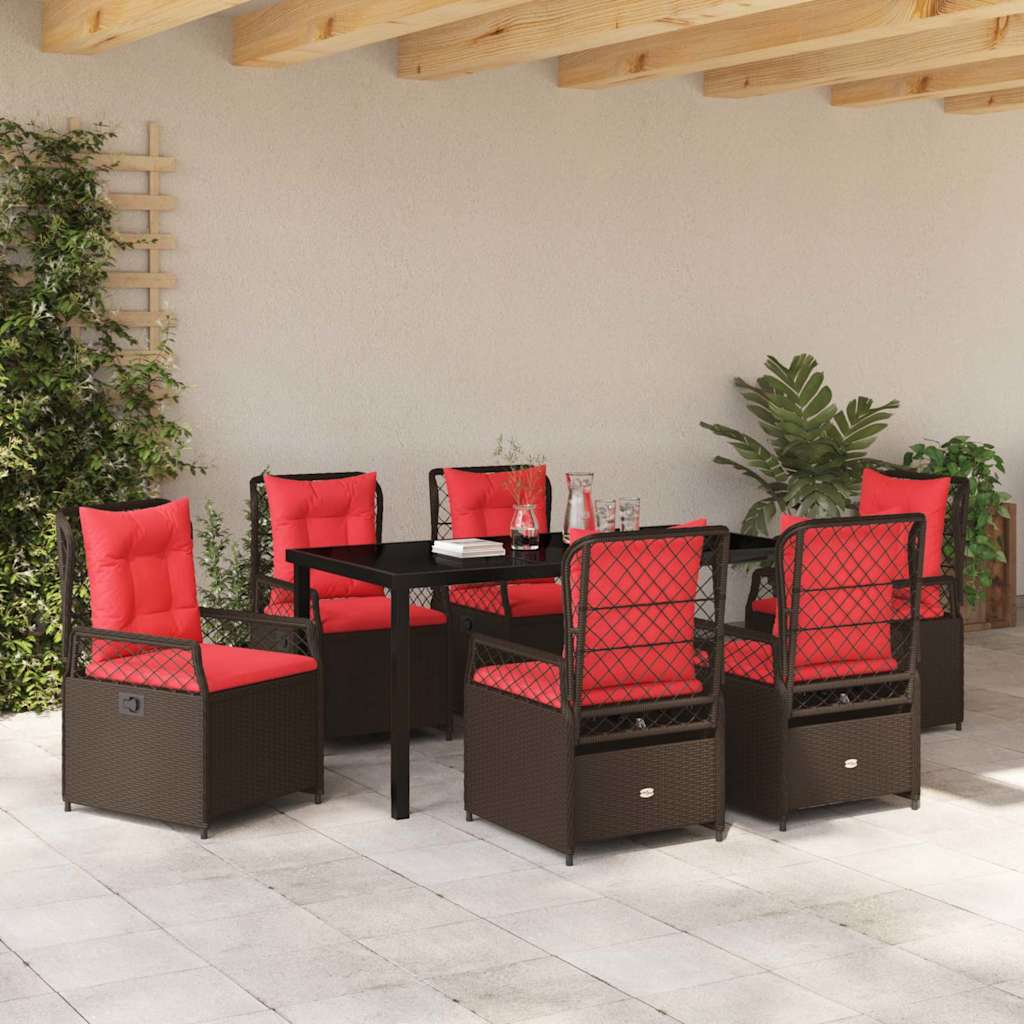 Have Spisebordssæt 7 stk. Brun polyrattan