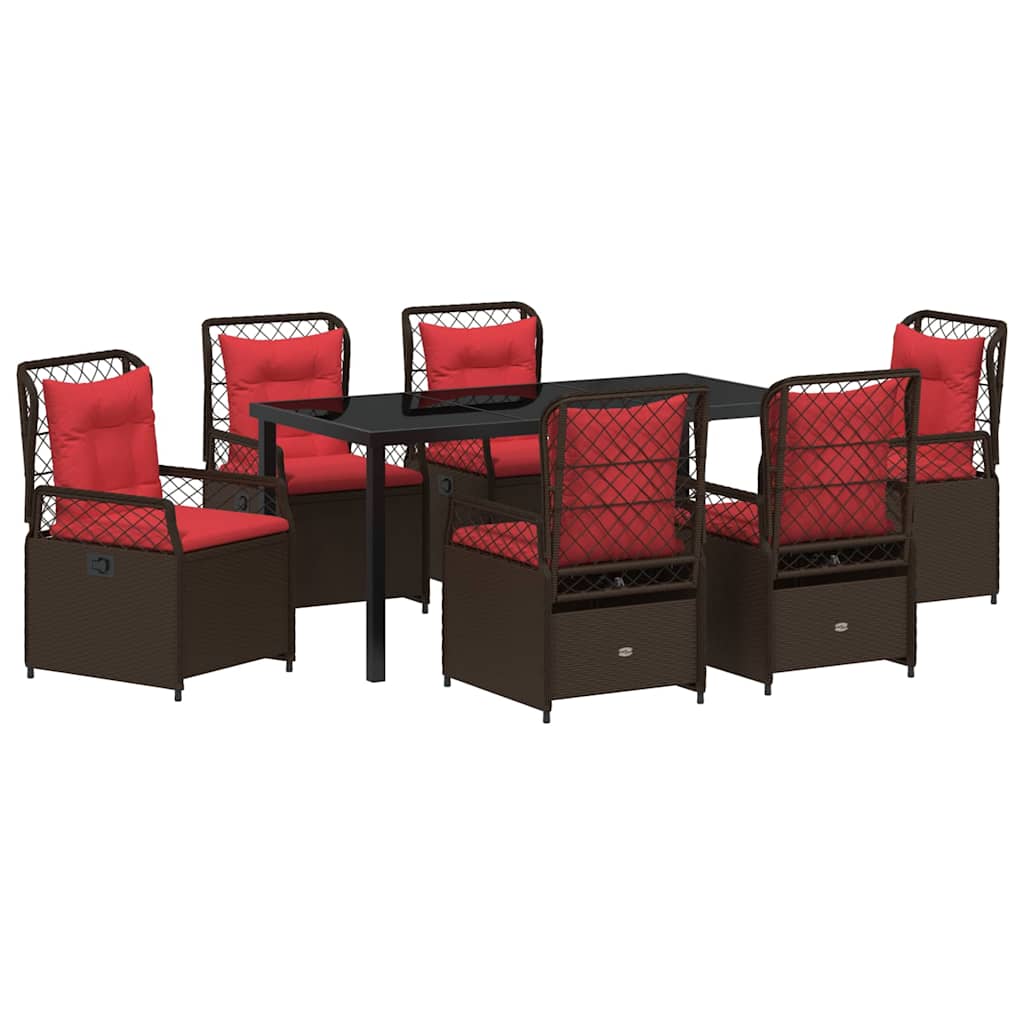Have Spisebordssæt 7 stk. Brun polyrattan