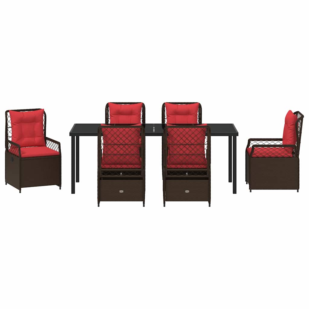 Have Spisebordssæt 7 pcs Brun polyrattan