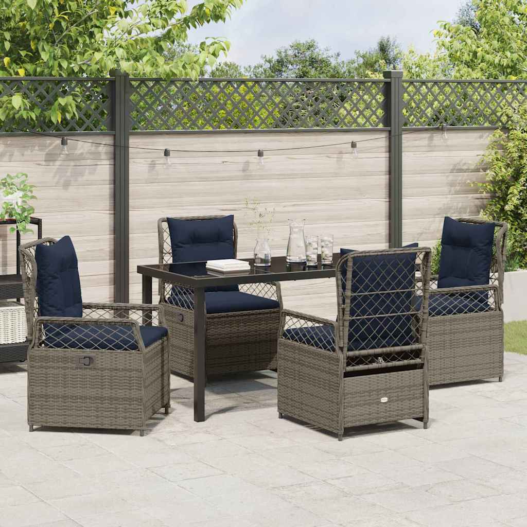 Have Spisebordssæt 5 stk. Grå polyrattan