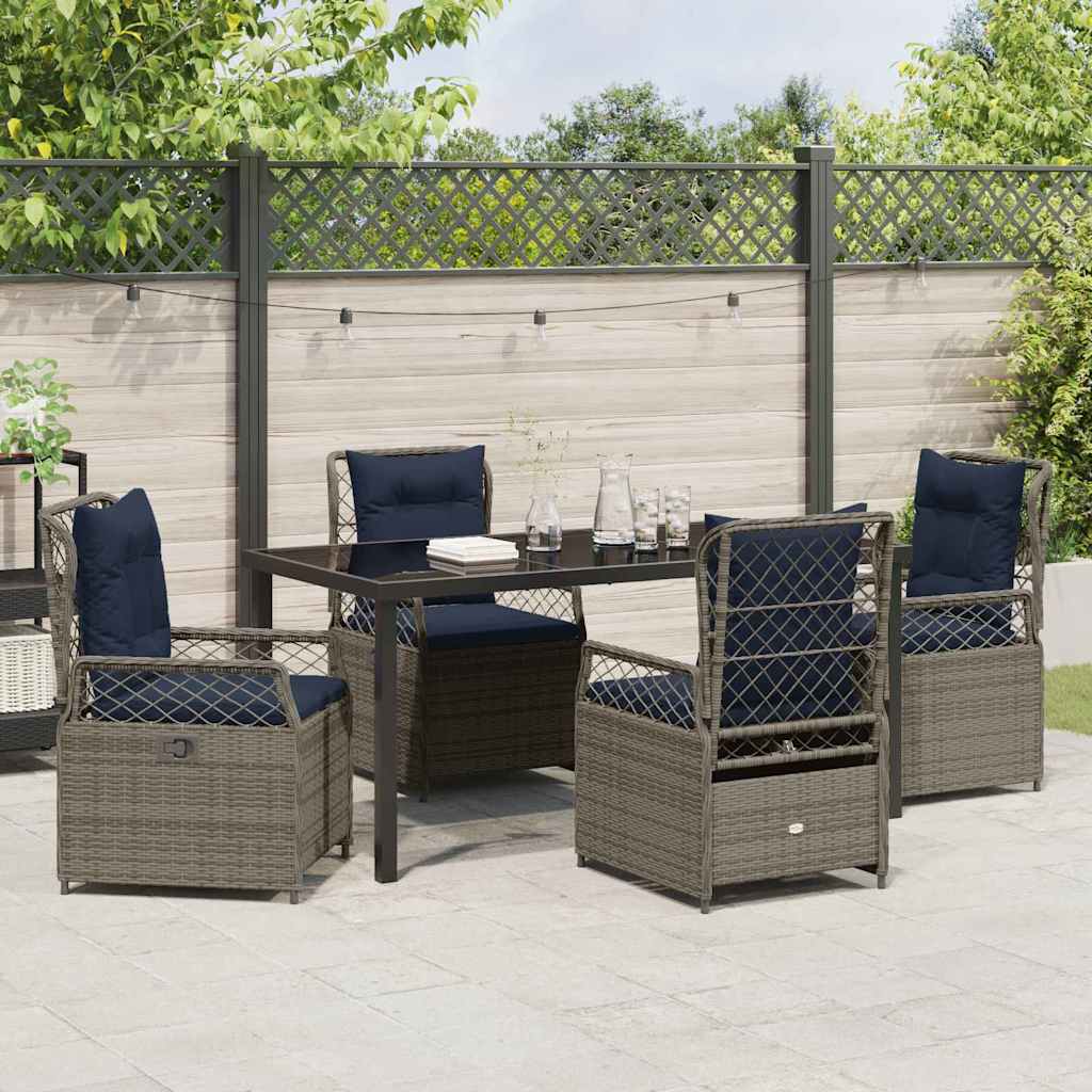 Have Spisebordssæt 5 stk. Grå polyrattan