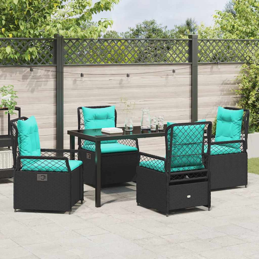 Have Spisebordssæt 5 stk. Sort polyrattan