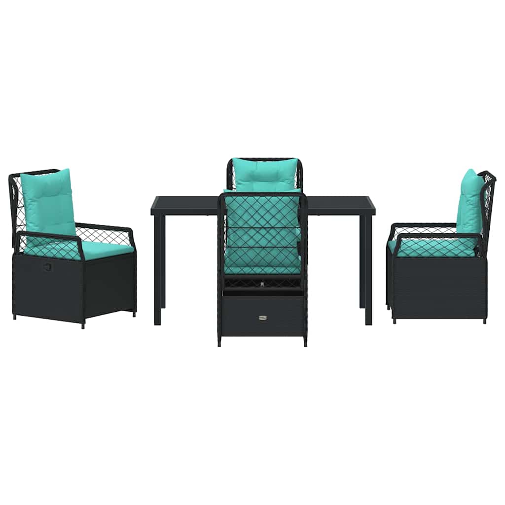 Have Spisebordssæt 5 stk. Sort polyrattan