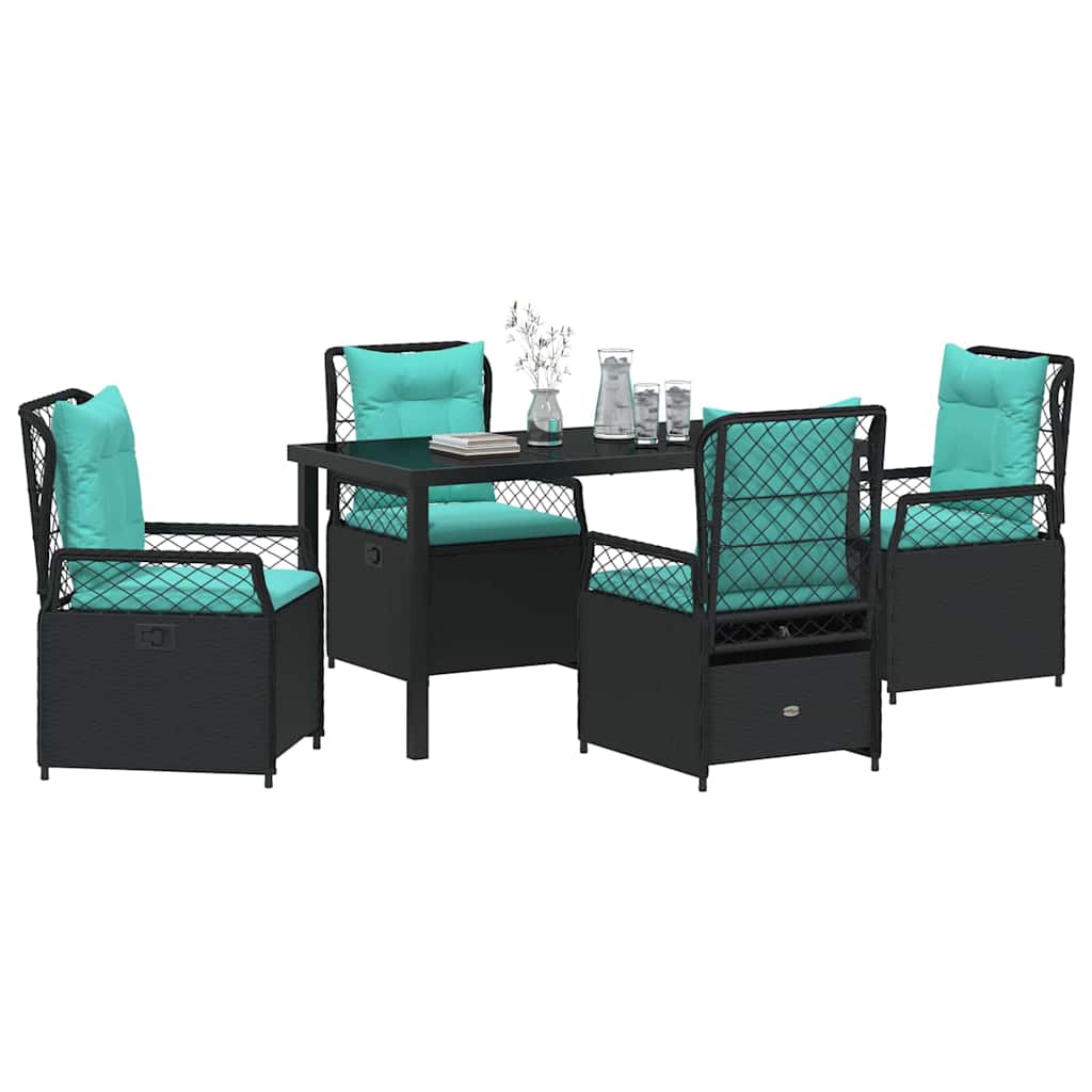 Have Spisebordssæt 5 stk. Sort polyrattan