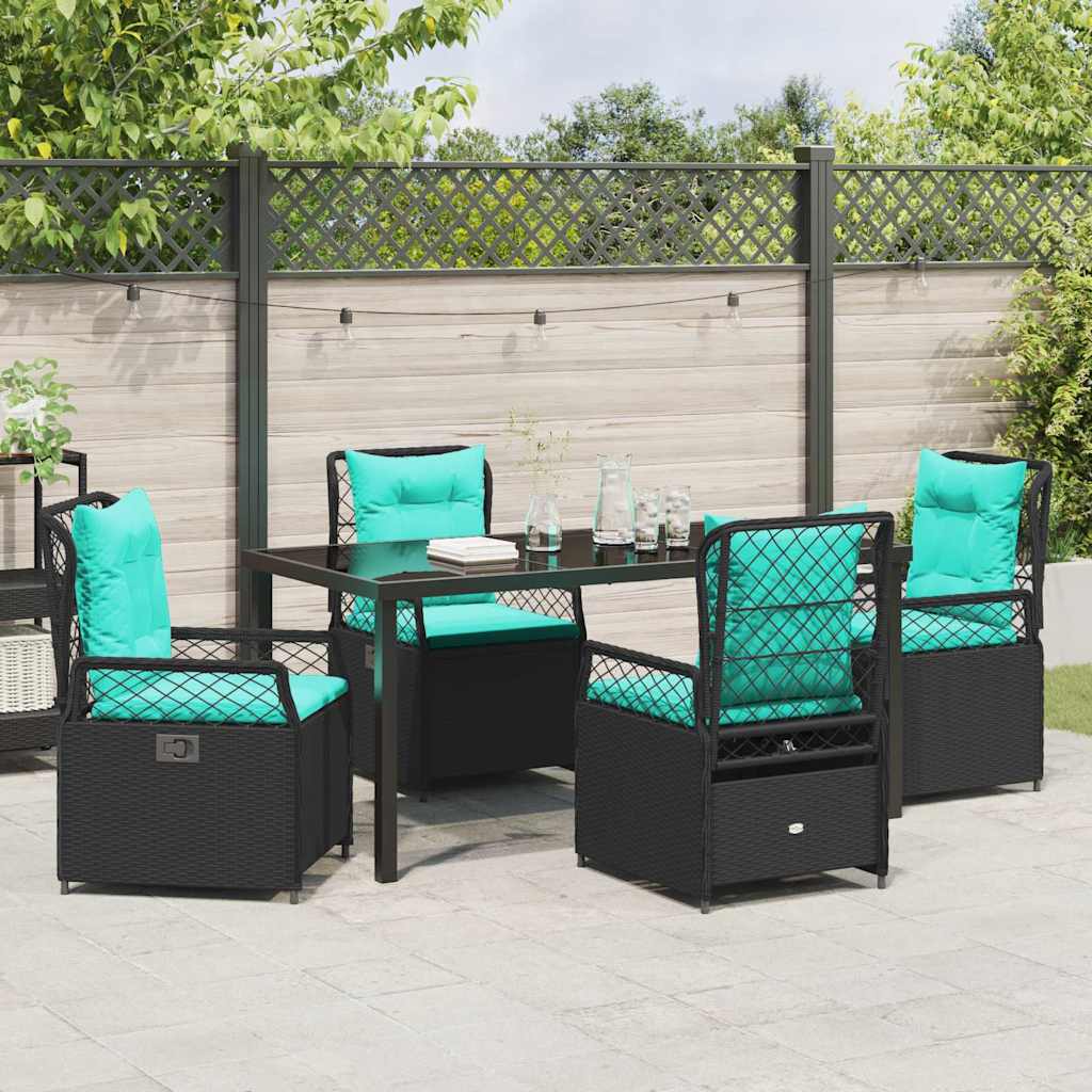 Have Spisebordssæt 5 stk. Sort polyrattan